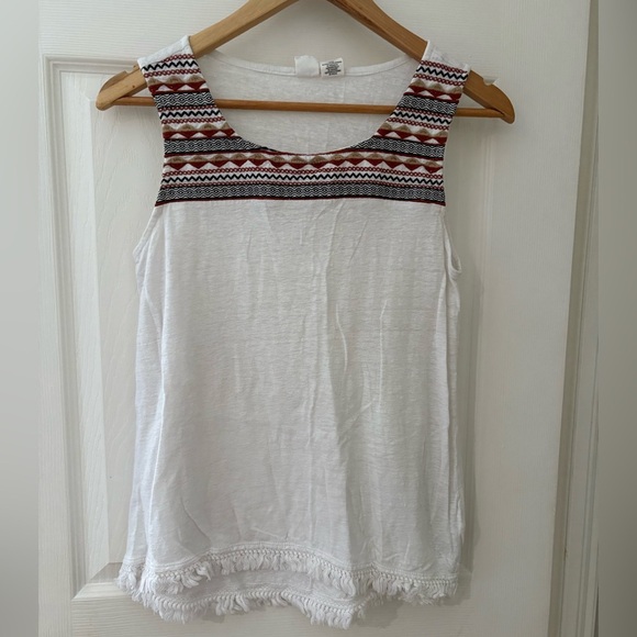 Artisan NY fringe hem tank size medium white embroidered boho western shirt - Picture 1 of 9